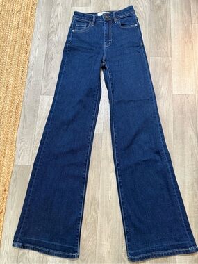 Hidden High-Waist Wide-Leg Women's Jeans in Dark Blue 23x34